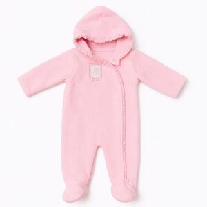 Baby Girl Pink Hooded Fleece Bunting Suit